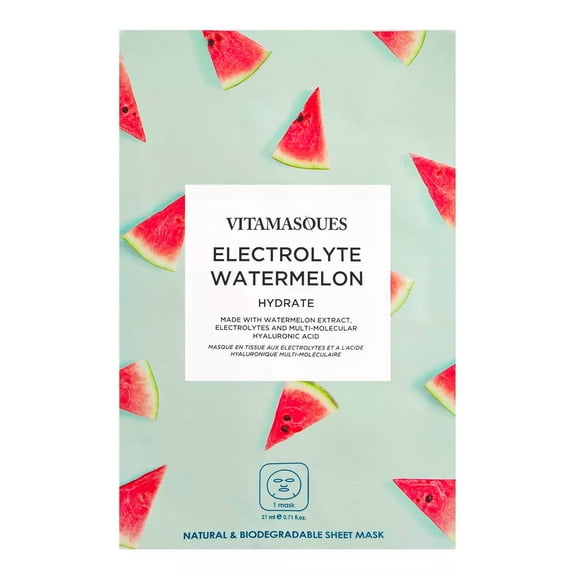 Vitamasques Biodegradable Electrolyte Watermelon Mask, Hydrate, One Sheet Mask