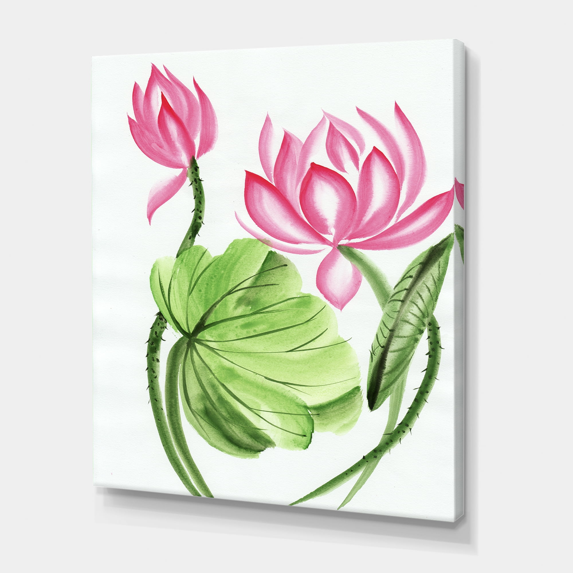 Designart ' The Dragonfly and Lotus II ' Traditional Canvas Wall Art Print