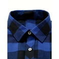 thumbnail image 5 of Dwellite Mens Plaid Shirts Fashion Collared Shirt Fit Casual Long Sleeve Button Down Shirts with Pockets Blue S, 5 of 7