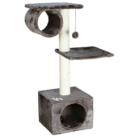 UPC: 4011905439525 | TRIXIE San Fernando Plush & Sisal 3-Level 41.7 Cat Tree with Scratching Posts & Condo Dark Gray