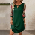 thumbnail image 2 of Plus Size Spring Clothes for Women Midi Dress With 3/4 Sleeve Floral Embroidery Casual Knee-Length A-Line Dress, 2 of 6
