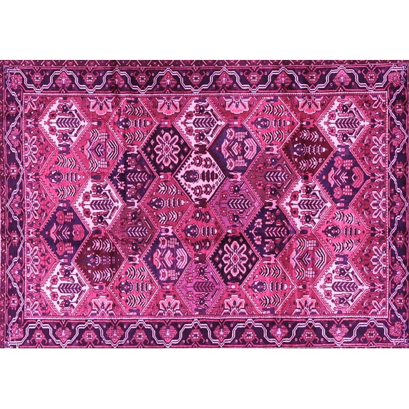 Ahgly Company Machine Washable Indoor Rectangle Persian Pink Traditional Area Rugs, 2' x 4'