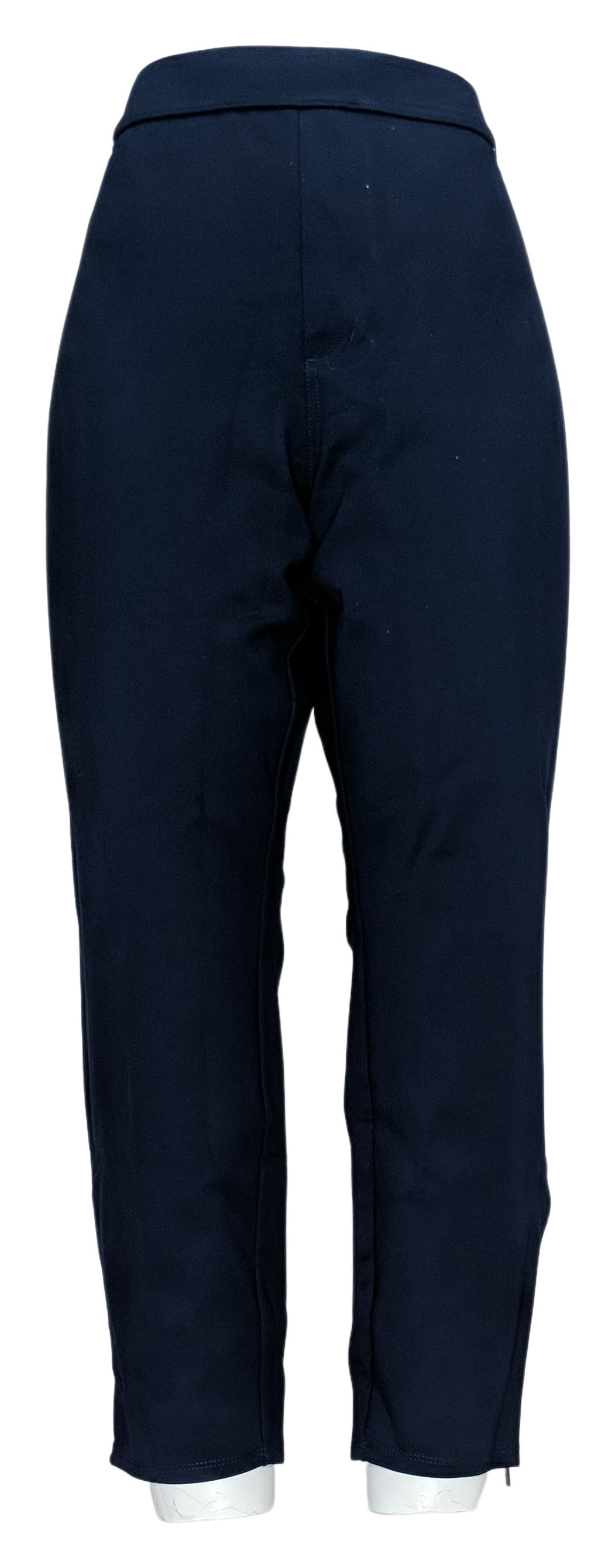 Susan Graver Women's Petite Pants PL Ponte Knit Ankle w/ Zipper Blue