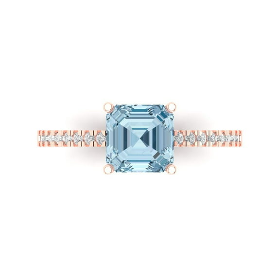 Clara Pucci 14K Rose Gold 2.7ct SkyBlueTopaz Solitaire with Accents Ring