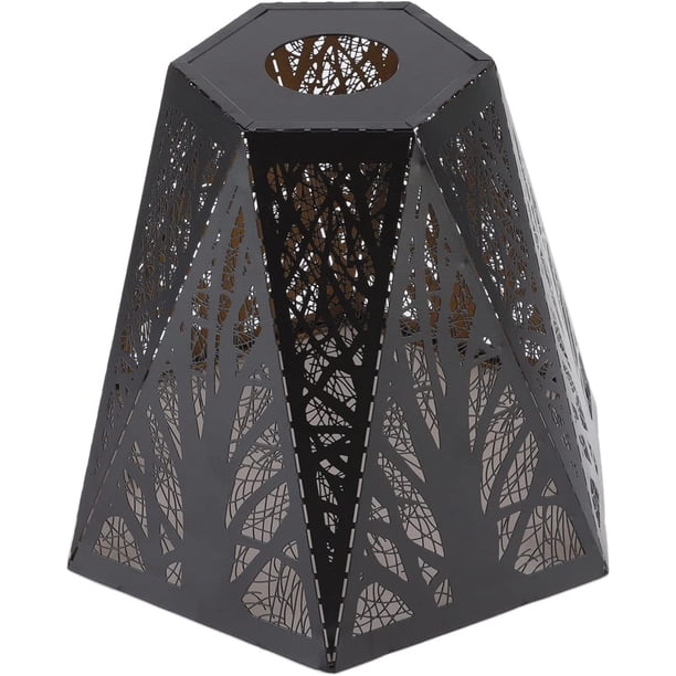 Pantalla de lámpara de metal, pantallas de lámpara de estilo moderno mediano con múltiples lados, lámpara de escritorio E27 E26 Pantalla de lámpara de hierro forjado Pantalla de lámpara tallada de ár