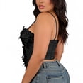 thumbnail image 4 of POUNOO Womens Floral Corset Tops Slim Fit Spaghetti Strap 3D Floral Applique Casual Tops Party Style Bustiers Gift, 4 of 9