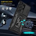 thumbnail image 6 of Phone Case for Samsung Galaxy S23 Ultra Hybrid Slide Camera Protection Built-in 360° Rotate Ring Stand Heavy Duty Military Grade Cover by Xpm [ Black ], 6 of 7