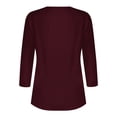 thumbnail image 5 of Trendsetting Women's Apparel Fashion Plus Size Women's Fashion Casual Solid T-shirt 3/4 Sleeves Buttons Blouse V-Neck Casual Tops, 5 of 5