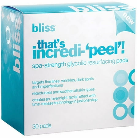 Bliss That's Incredi-Peel Spa-Strength Glycolic Resurfacing Pads 30 (Best Glycolic Peel Pads)