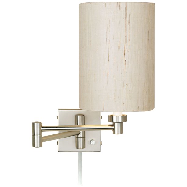 Possini Euro Design Modern Swing Arm Wall Lamp Cord Cover Brushed