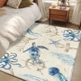 thumbnail image 4 of Nautical Coastal Area Rug 4x6 FT, Non Slip Kids Room Carpet, Vintage Beach Octopus Turtle Jellyfish Washable Soft Floor Carpet Non-Shedding Throw Rug for Dorm Kitchen Study Room Home Office Bedside, 4 of 9