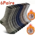 thumbnail image 2 of Men's Wool Socks, 6 Pairs, Extra Thick Warm Hiking Socks, Outdoor Sports Socks Suitable for Cold Weather-USA, 2 of 6