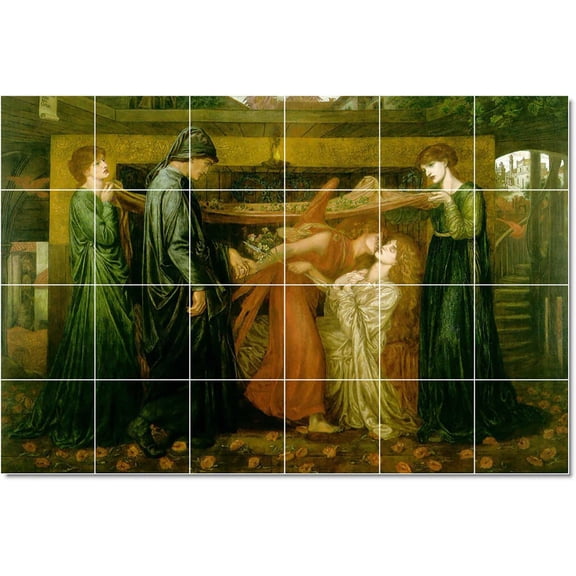 Ceramic Tile Mural-Dante Gabriel Rossetti Mythology Tile Mural House Renovations Design Idea. 25.5" w x 17" h using (24) 4.25 x 4.25 ceramic tiles