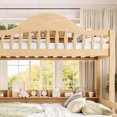 thumbnail image 4 of Leumius Twin XL over Queen Bunk Bed with Storage Drawers, Chic Curved Guardrail & Side Storage Shelves, Bunk Bed Frame with Ladder Natural, 4 of 9
