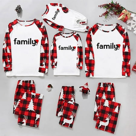 

Utoimkio Family Christmas Pajamas Matching Sets Holiday Cute Print Christmas Sleepwear Long Sleeve Tee Shirts and Pants Loungewear Xmas Pjs Set for Couples and Kids