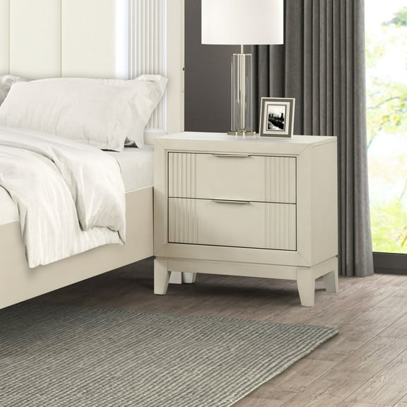 Furniture of America Fenton 2-Drawer Solid Wood Nightstand, Antique White