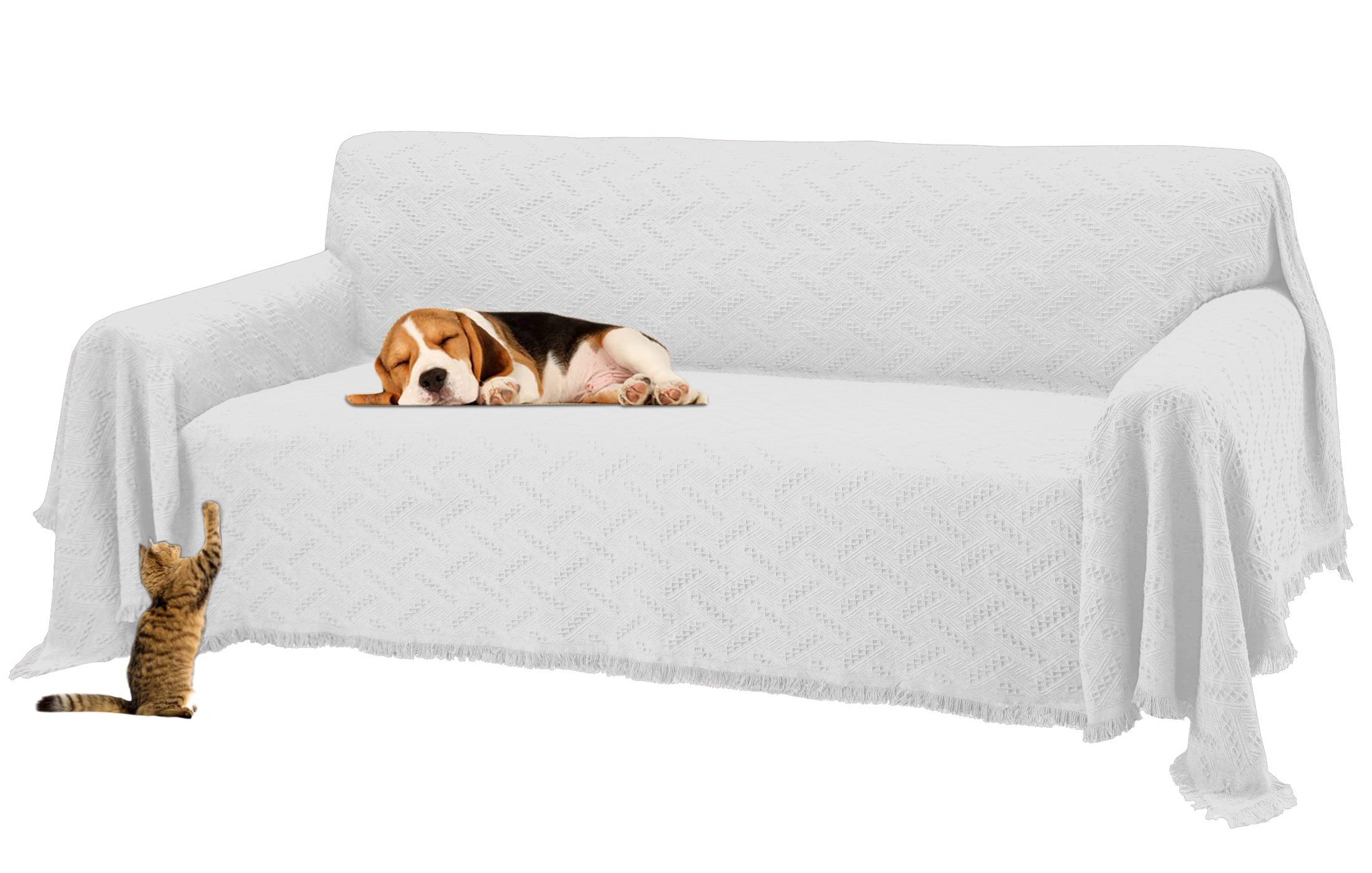 Sanmadrola White Sofa Covers for 3 Cushion Couch Cover, Sectional Couch Covers for L Shaped