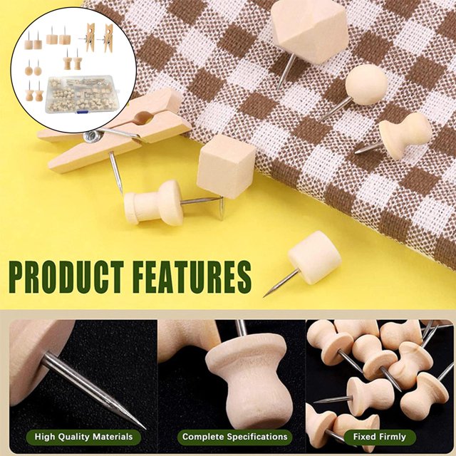 Chinchetas de madera perfecl 135 piezas manualidades con clips