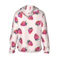 thumbnail image 3 of Balery Hand Drawn Strawberry Men's Women's UPF 50+ Sun Protection Lightweight Hoodie Performance Long Sleeve Shirt for Fishing Running-Large, 3 of 9