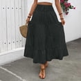 thumbnail image 5 of ClodeEU Women's High Waisted Elastic Waist Boho Maxi Skirt with Pleated Flared Hem ,Casual Long Skirt Black,Womens Plus L, 5 of 8