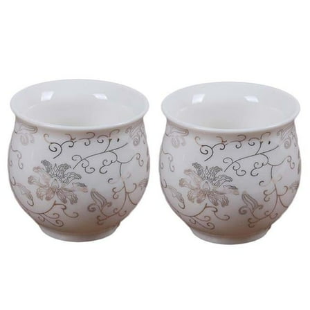 3.4 oz Chinese Porcelain White Kongfu Japanese Tea Cups, 2 Piece
