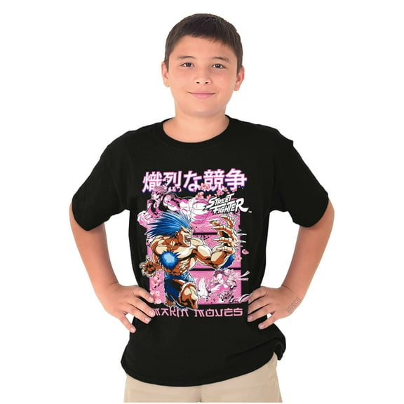 Kanji Street Fighter Makin Moves Crewneck T Shirts Boy Girl Teen Brisco Brands XS