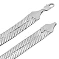 thumbnail image 2 of Men's 14mm Large Rhodium Plated Flat Herringbone Chain Necklace, 40 inches, 2 of 7
