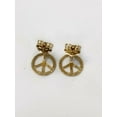 thumbnail image 4 of 14k Solid Yellow Gold Peace Sign Logo Stud Earrings Men / Women Push Back 9 MM, 4 of 9