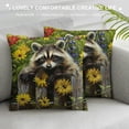 thumbnail image 3 of ONETECH Cute Raccoon Throw Pillow Covers Animal Sunflower Lavender Garden Country Fence Farmhouse Green Cozy Square Decorations for Home Sofa Bed Patio Chair Cushion Cover, 3 of 5