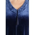 thumbnail image 4 of Just Love Stretch Velour Embroidered Zipper Lounger Robe for Women with Pockets (Navy, 1X), 4 of 4