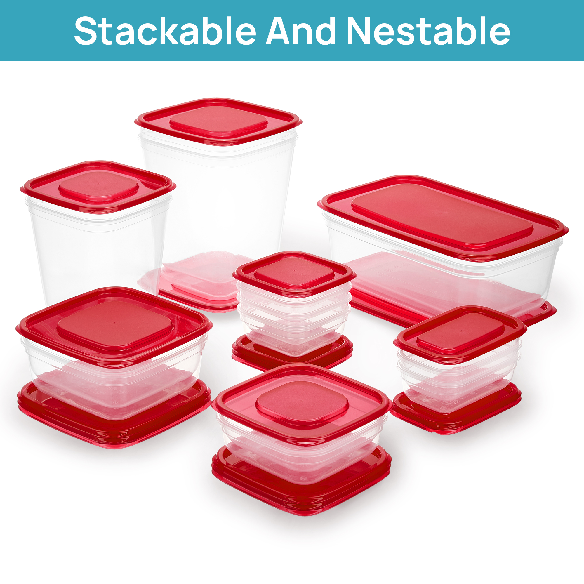 Sindcom 34-Piece Meal Prep Containers Set, Ruby Red photo 8