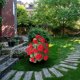 thumbnail image 4 of Flores artificiales, flores falsas, flores artificiales, decoración de flores simuladas, flor de manzano silvestre, plantación en el suelo, patio, maceta con clavo de tierra, geranio, decoración de su, 4 of 6