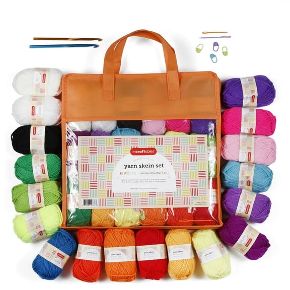 Incraftables 24 Color Yarn Set – Acrylic Yarn Set for Crocheting, Knitting, and DIY Crafts – Beginner Friendly Crochet Yarn Kit for Amigurumi & More – With Accessories & Storage Bag