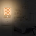 thumbnail image 2 of Yayeee 2-Pack Plug in LED Night Lights with Light Sensors Motion Detectors, Orange Checkered Pattern, 2 of 7
