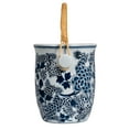 thumbnail image 4 of Creative Co-Op Ceramic Wine Cooler with Bamboo Handles, Blue, 4 of 4