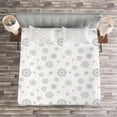 thumbnail image 3 of Ambesonne Winter Quilted Bedspread Set 3 Pcs, Ornate Snowflake Motifs, King Size, Grey White, 3 of 3