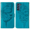 thumbnail image 2 of Butterfly Pattern Wallet Case for Samsung Galaxy S21 FE 6.4 Inch, Flower Pattern Design Luxury PU Leather Anti-Drop Magnetic Clasp Flip Folio Case with Card Slots Stand Wrist Strap Phone Cover,Blue, 2 of 10