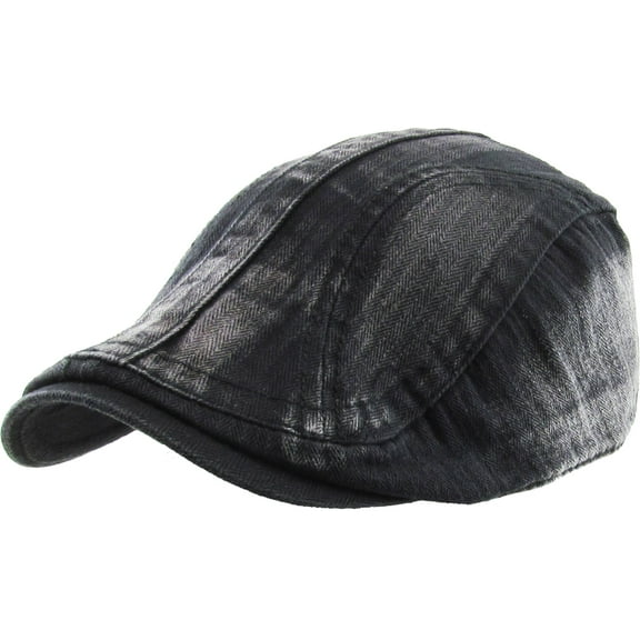 Solid Washed Gatsby Cap Mens Denim Hat Golf Driving Summer Cabbie Newsboy
