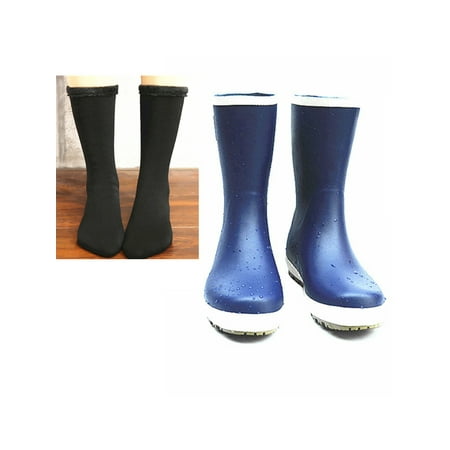 

Zodanni Womens Mens Rubber Boot Lightweight Rain Boots Wide Calf Work Shoe Breathable Garden Shoes Women Men Kitchen Comfort Slip Resistant Rainboot Blue With Black Plush Socks 5.5