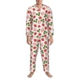 thumbnail image 3 of Honeii Strawberries And Leaf Pattern Mens Pajamas Set,2pcs Men's Lounge Long Sleeve Sleep Shirt and Pajama Bottoms Sleepwear Set,Mens Pjs Sets-Large, 3 of 7