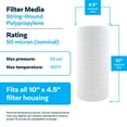 thumbnail image 3 of SpiroPure SP-WP50-BB 10x4.5 50 Micron String-Wound Polypropylene Water Filter Cartridge SWC-45-1050 WPX50BB97P 355220-43 AP814 (Case of 8), 3 of 10
