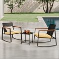 thumbnail image 5 of Asofer 3 Pieces Patio Bistro Wicker Chairs , All-Weather Outdoor Rattan Conversation Set with Glass Table for Lawn, Poolside, Porch,Beige, 5 of 8