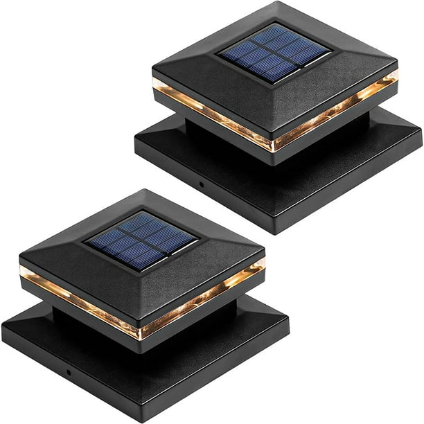 TOYIEW 2 Pack Solar Post Lights, Outdoor Fence Post Cap Light Solar