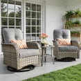 thumbnail image 5 of Ovios 3 Pieces Patio Furniture Set 2 Swivel Rocking Chairs Wicker Glider Chairs with Side Table for Backyard or Balcony, 5 of 8