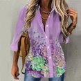 thumbnail image 2 of CEHVOM Chemise Décontractée à Manches Longues pour Femmes, Imprimé Floral Irrégulier, 2 of 5