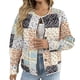 thumbnail image 2 of Parkas de manga larga para mujer, chaqueta informal de manga larga sin capucha y cuello redondo, chaqueta de algodón para mujer, 2 of 9