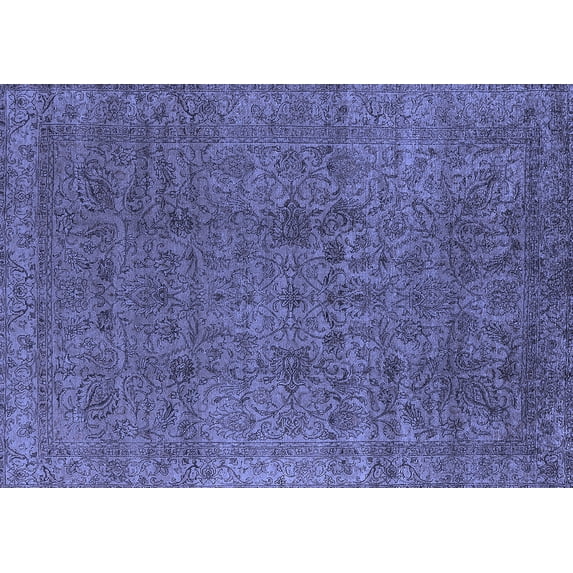 Ahgly Company Machine Washable Indoor Rectangle Oriental Blue Industrial Area Rugs, 5' x 8'