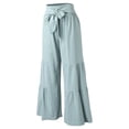 thumbnail image 5 of WTXUE Wide Leg Pants, Bell Bottoms Women Summer High Waisted Cotton Flare Palazzo Pants Beach Pant Long Trousers, Womens Trousers Slacks Slacks, Mint Green, 5 of 6
