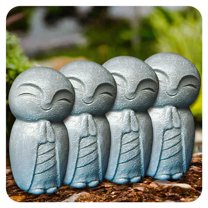 ICERUN 4Pcs Garden Statues,Resin Little Monk Sculpture Lawn Ornaments,Zen-Inspired Accent Garden Sculptures