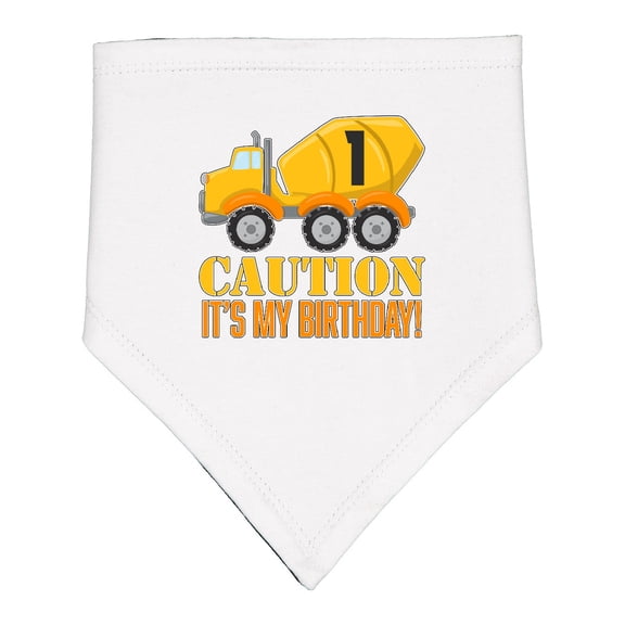 Inktastic 1st Birthday Construction Truck Cement Mixer Baby Bandana Bib